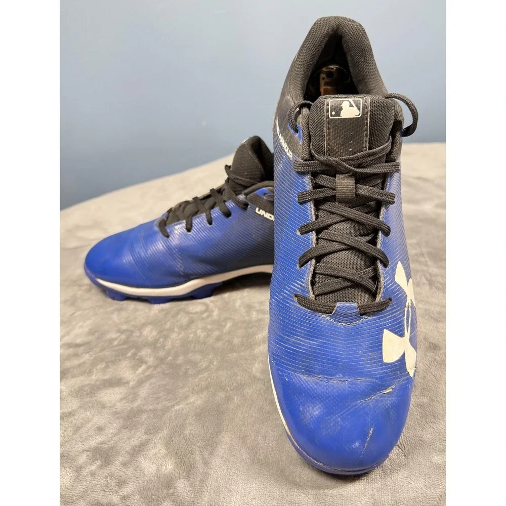 Under‎ Armour Molded Cleats Shoes Mens Size 9 Blue Black Baseball 1297317-001
